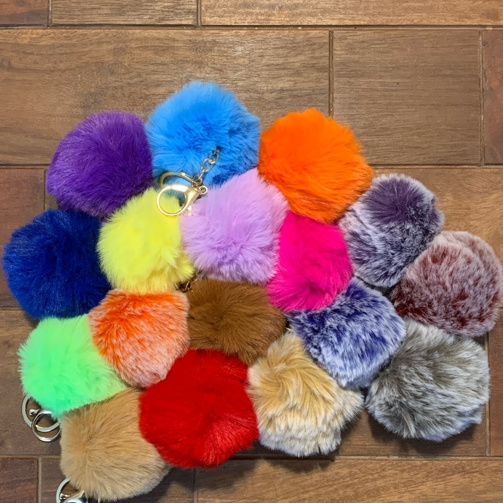 Colorful key/purse poms